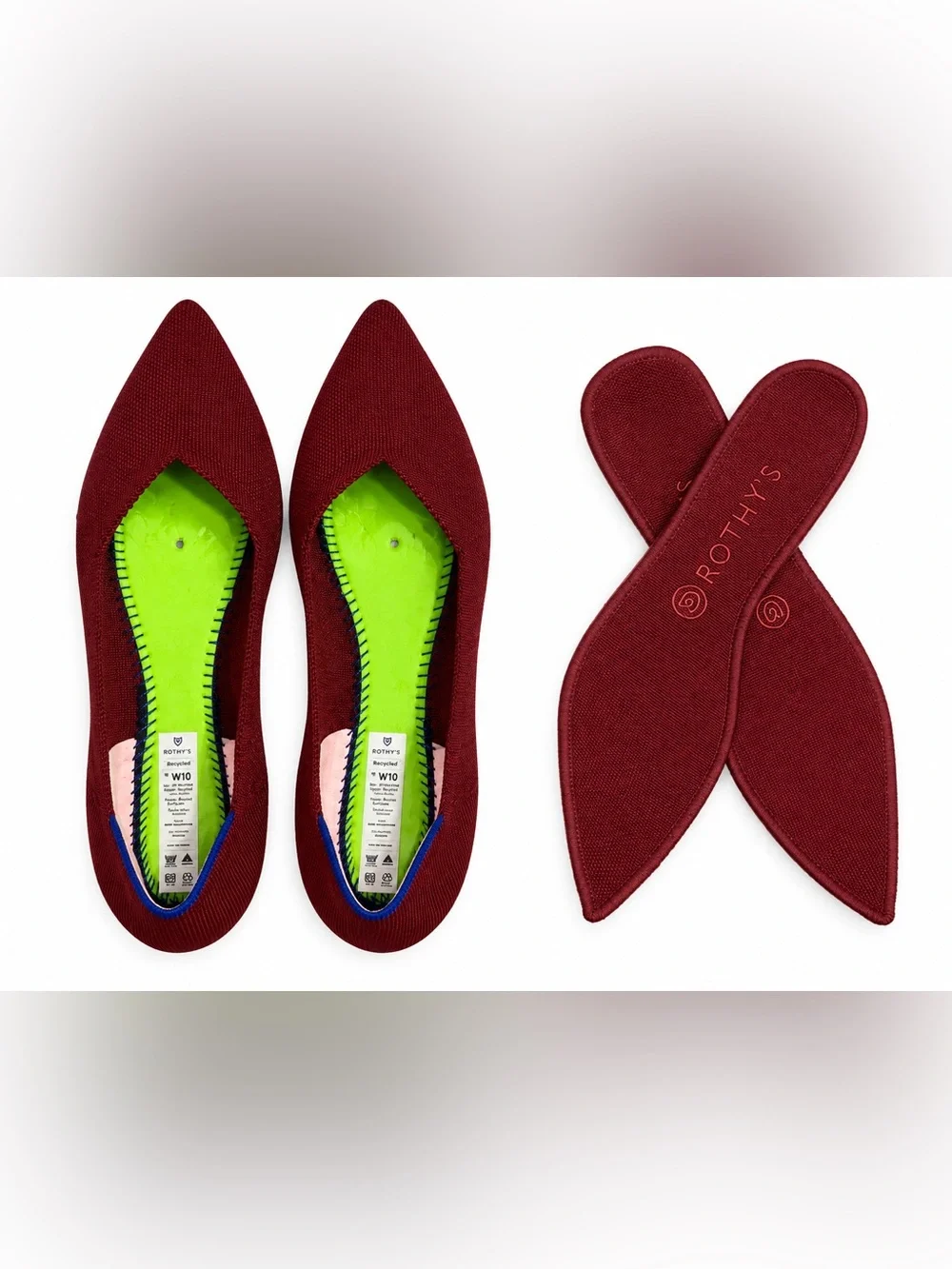 Rothy's Burgundy Pointed Knit Flat